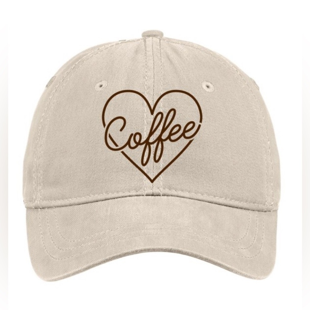 Coffee Heart Embroidered Cotton Twill Hat